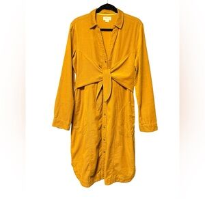Maeve Yellow Buttoned Tie Front Dress